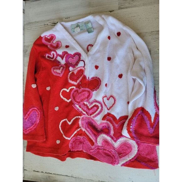Design options Philip Jane Gordon Valentine's heart cardigan red white - Picture 1 of 14